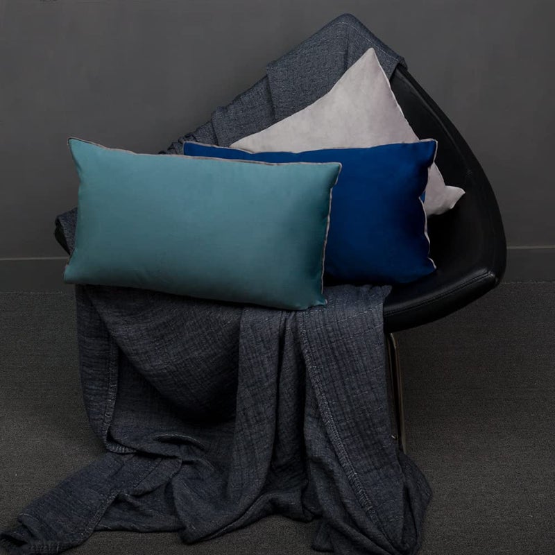 KINGROSE Solid Velvet Decorative Throw Pillowcase Luxury Soft Cushion Cover for Sofa Couch Chair 14 x 24 Inches Blue - Image 5